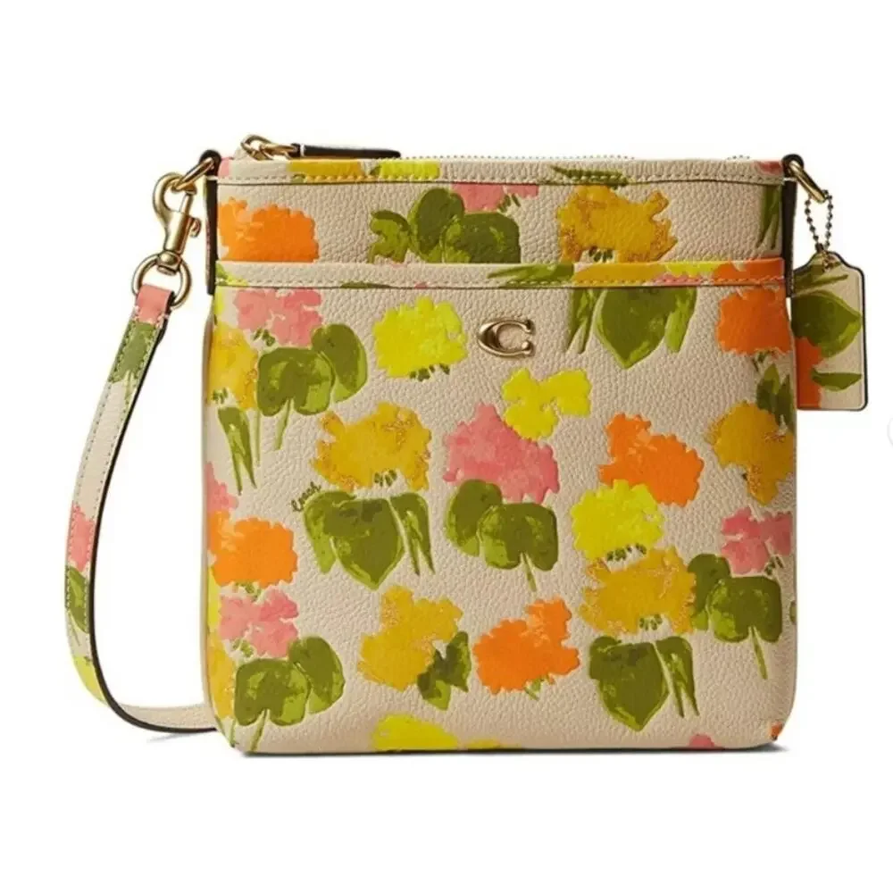 Coach Kitt Crossbody Floral Print Multi Pebble Leather CC556 - Picture 1 of 3